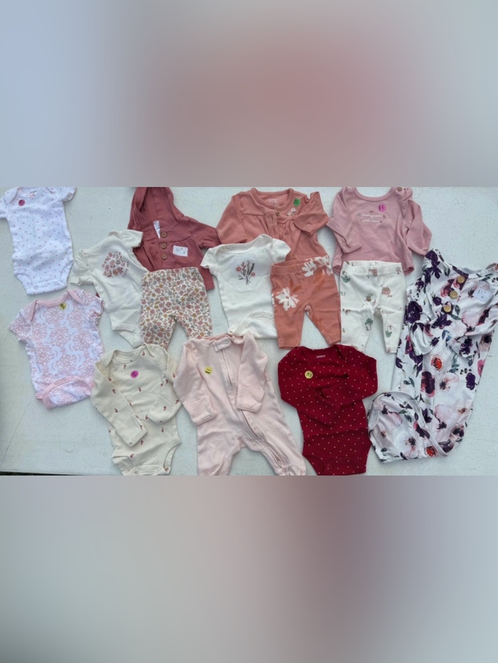Carter's Peach & Cream Floral Baby One-Piece Set